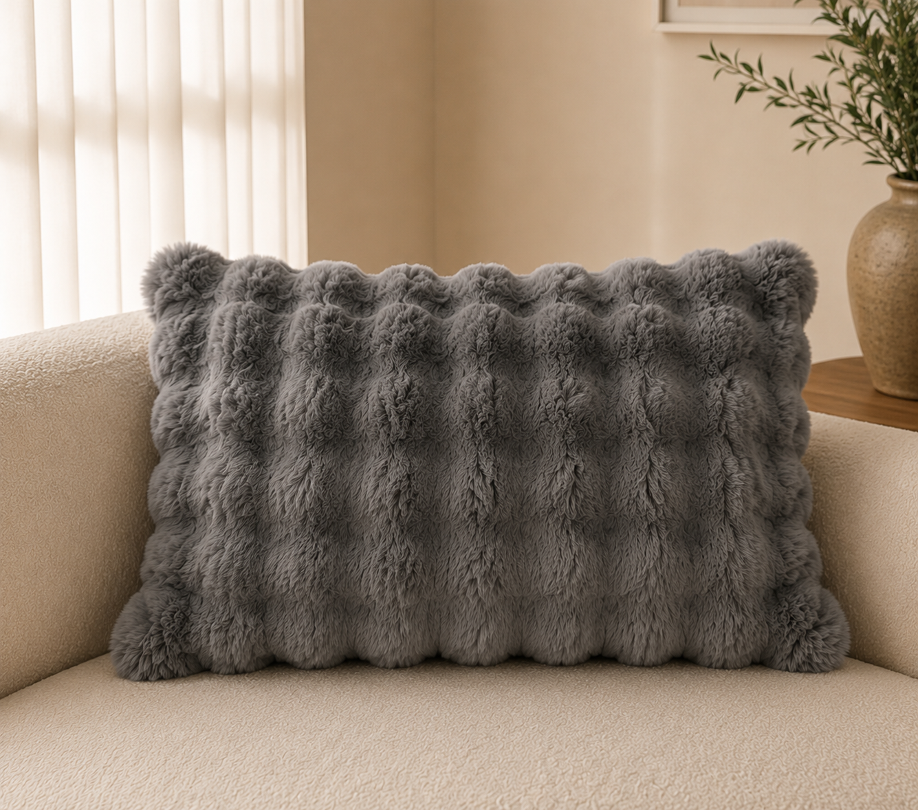 Lumbar Plush Pillow Cover